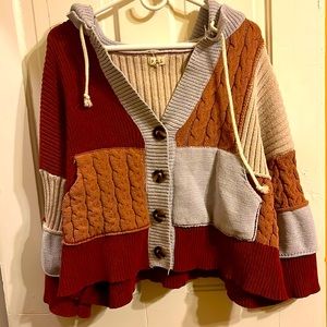Patchwork Hooded Cardigan